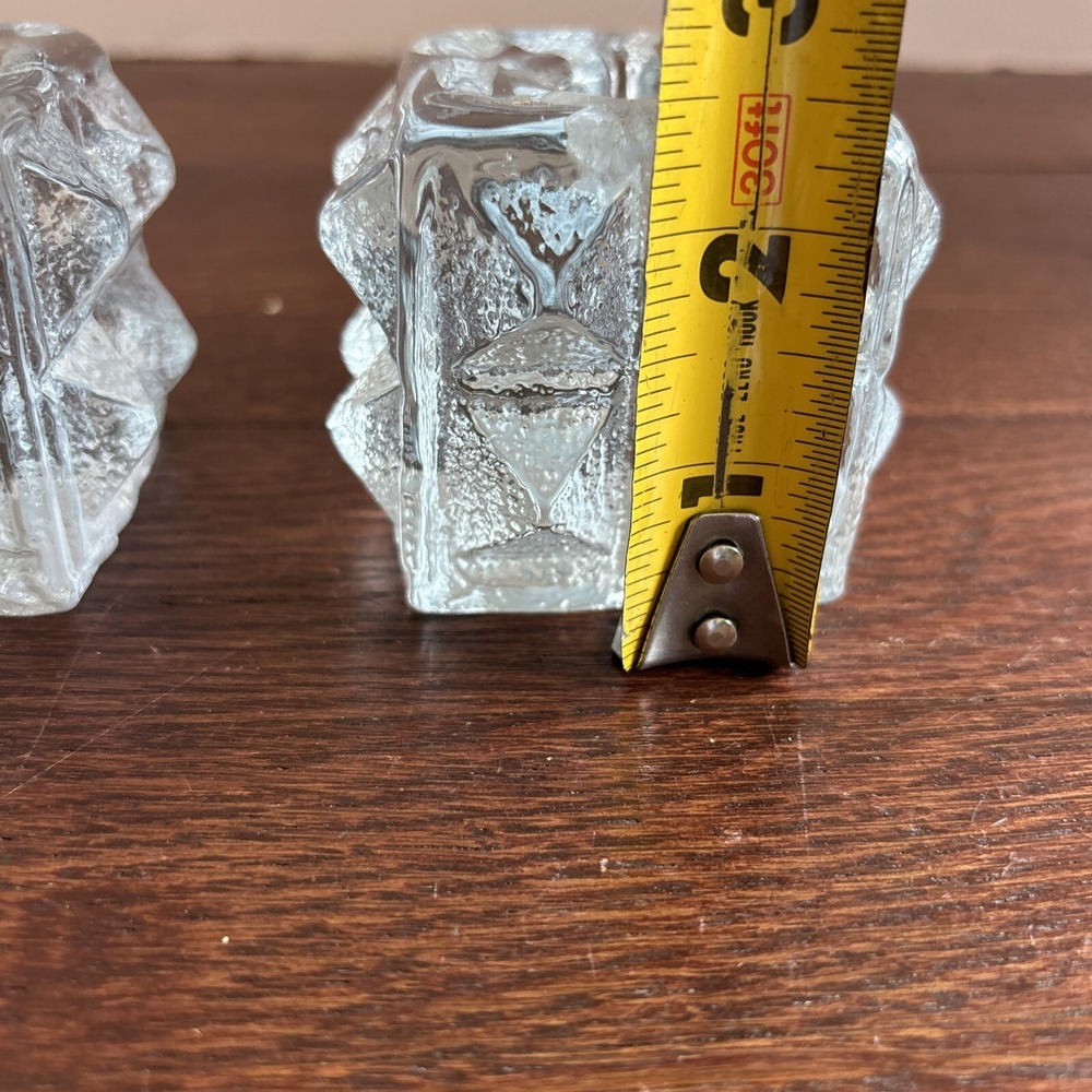 Blenko glass candle holder Diamonds Candle Block Set Of 2 - Picture 5 of 8